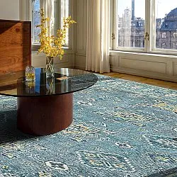 Tapis tissé à plat - Benaluna (bleu/vert)