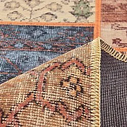 Tapis tissé à plat - Myrina (rouge/multicolore)
