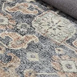 Tapis tissé à plat - Noura (bleu foncé)