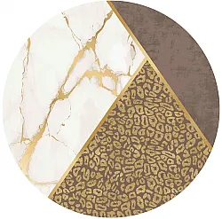 Tapis rond - Granada (marron/blanc/doré)