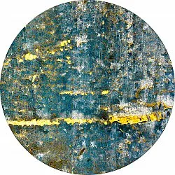 Tapis rond - Mira (jaune-bleu)