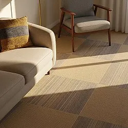 Moquette - Almeria Dalles textiles 24 unités (marron à rayures irrégulières)