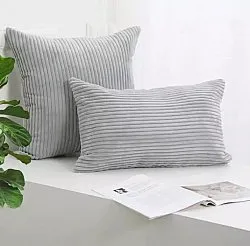 Housse de coussin - Striped Velvet 50 x 50 cm (gris)