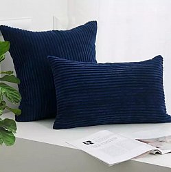 Taie d'oreiller - Striped Velvet 50 x 50 cm (bleu)