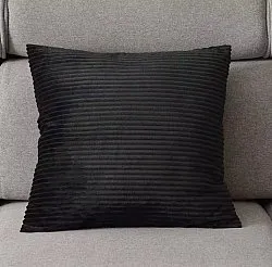 Housse de coussin - Striped Velvet 50 x 50 cm (noir)