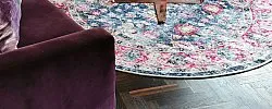 Tapis rond - Bouhjar (bleu/rose/multicolore)