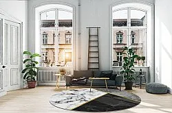 Tapis rond - Savino (noir/blanc/gris)