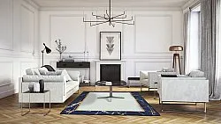 Tapis Wilton - Cerasia (bleu foncé/blanc/doré)
