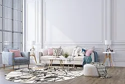 Tapis rond - Lawrance (gris/blanc)