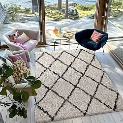 Tapis à poils longs - Alcott Natural Cotton Shaggy (noir/blanc)