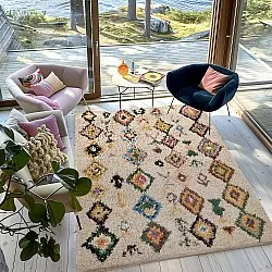 Tapis à poils longs - Siddel Natural Cotton Shaggy (beige/multicolore)
