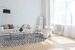 Tapis ovale - Leopard (noir/blanc)
