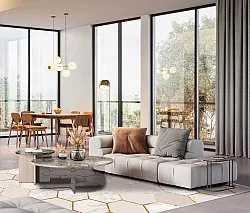 Tapis Wilton - Morino (beige/blanc/doré)