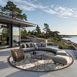 Tapis rond - Intérieur/Extérieur Hampton (gris)