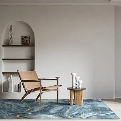 Tapis Wilton - Storm (bleu/doré)