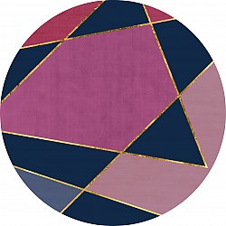 Tapis rond - Jade (bleu foncé/rose)