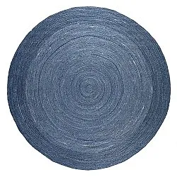 Tapis rond en jute - Amasia (bleu)