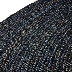 Tapis rond en jute - Amasia (bleu foncé)