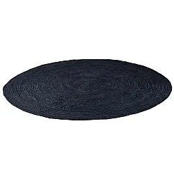 Tapis rond en jute - Amasia (bleu foncé)