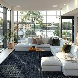 Tapis en jute - Amasia (bleu foncé)