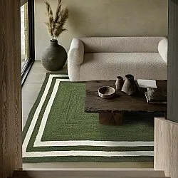 Tapis chanvre - Jessore (vert militaire/blanc)