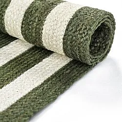 Tapis chanvre - Jessore (vert militaire/blanc)