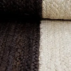 Tapis chanvre - Senaki (taupe foncé/blanc)