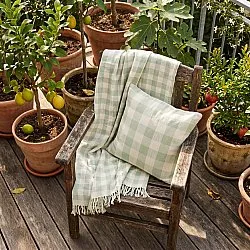 Taie d'oreiller - Isela check cotton cushion cover (crème/vert clair)