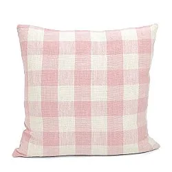 Taie d'oreiller - Isela check cotton cushion cover (crème/rose)