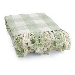 Couvertures - Isela check cotton throw (crème/vert clair)