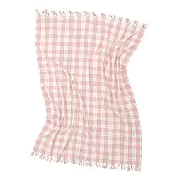 Couvertures - Isela check cotton throw (crème/rose)