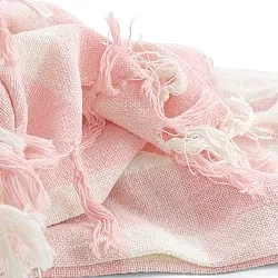 Couvertures - Isela check cotton throw (crème/rose)