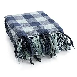 Couvertures - Isela check cotton throw (bleu marine/bleu clair)