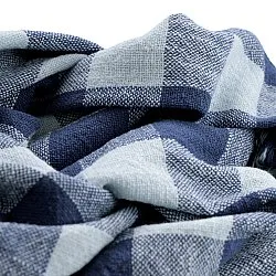 Couvertures - Isela check cotton throw (bleu marine/bleu clair)