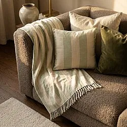 Couvertures - Kora stripe cotton throw (crème/vert clair)