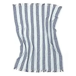 Couvertures - Kora stripe cotton throw (bleu marine/bleu clair)