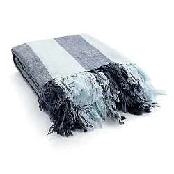 Couvertures - Kora stripe cotton throw (bleu marine/bleu clair)