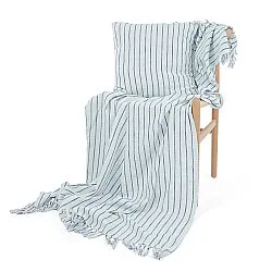 Taie d'oreiller - Rumi stripe cotton cushion cover (bleu clair/marine/crème)