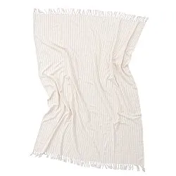 Couvertures - Rumi stripe cotton throw (crème/rose/bleu clair)