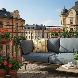 Housse de coussin - Vine (blanc/jaune)