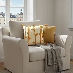 Housse de coussin - Vine (blanc/jaune)