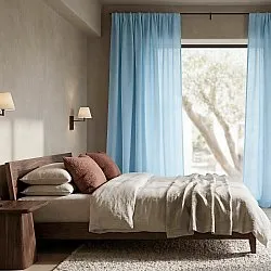 Rideaux Lot de 2 - Rideau mélange lin Lumira (bleu clair)