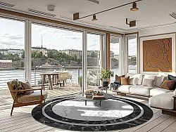 Tapis rond - Amaliada (noir/blanc)