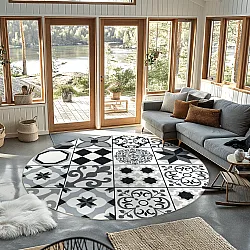 Tapis rond - Avent (beige/noir)
