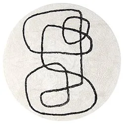 Tapis rond - Bavello Natural Cotton Shaggy (blanc cassé/noir)