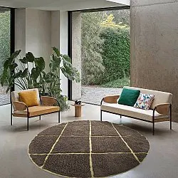 Tapis rond - Bellevue Natural Cotton Shaggy (marron/jaune)