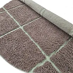Tapis rond - Bellevue Natural Cotton Shaggy (taupe/vert)