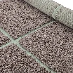 Tapis rond - Bellevue Natural Cotton Shaggy (taupe/vert)