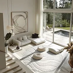 Tapis rond - Bonnie Natural Cotton Shaggy (blanc cassé)