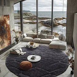 Tapis rond - Brynn Natural Cotton Shaggy (noir)